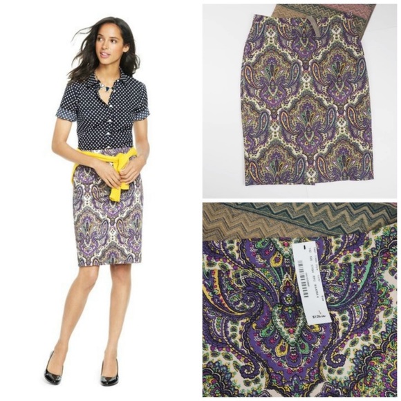 J. Crew No. 2 Pencil Skirt in Royal Paisley - Picture 6 of 11